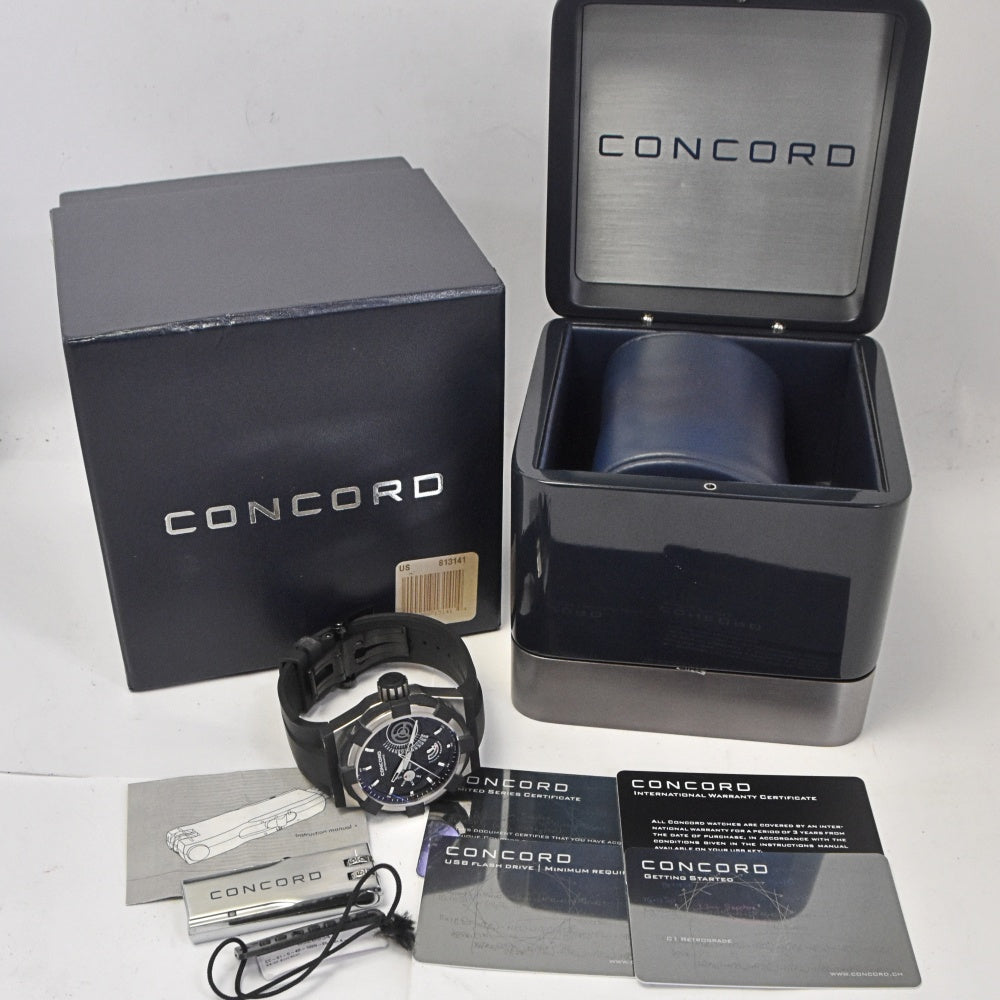 with paper Concord C1 01.5.40.1020 Retrograde Day Date black Dial Automatic Men's
 Watch O#143453