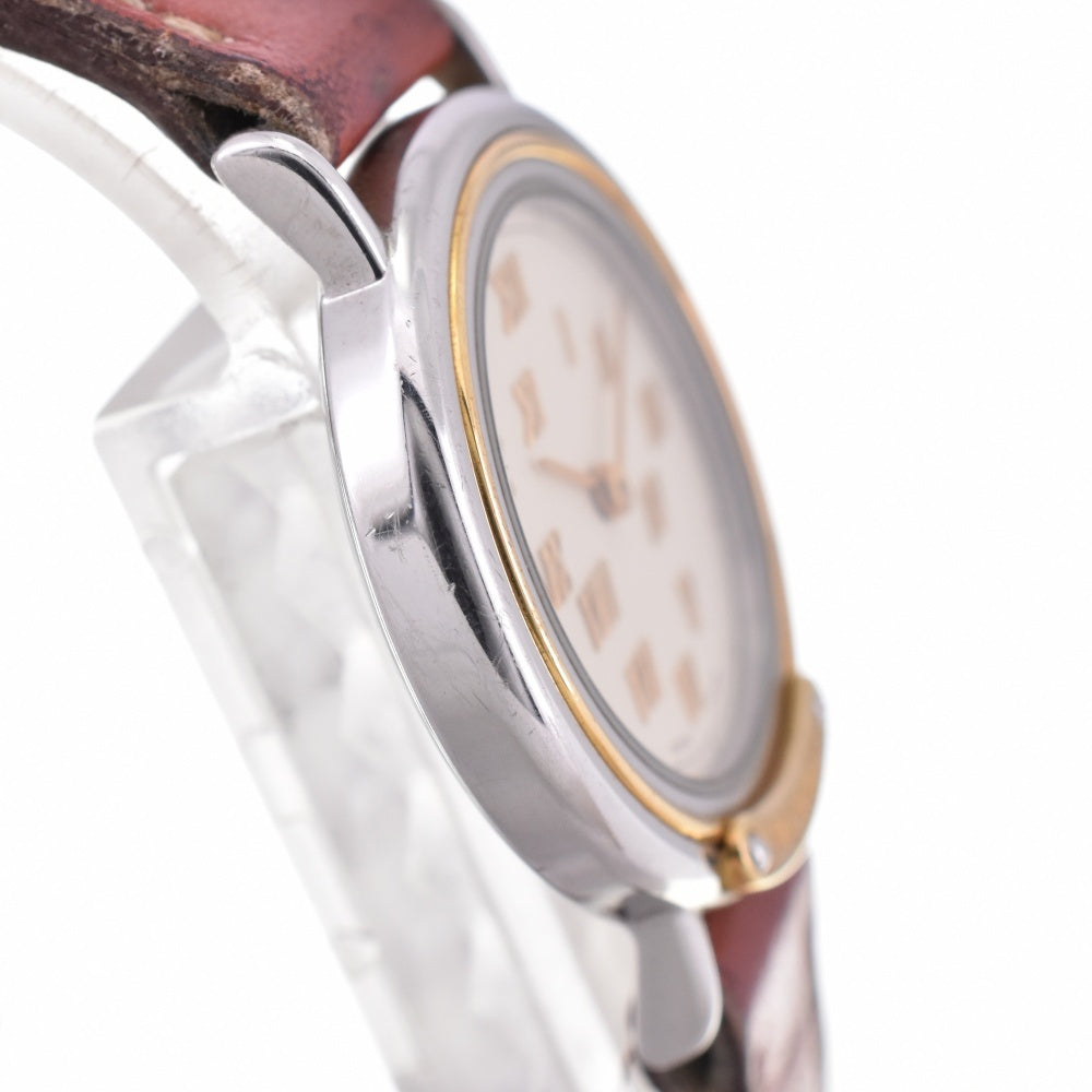 HERMES Meteor Stainless Steel Gold Plated Leather Ivory Dial Quartz Ladies
 Watch P#143467