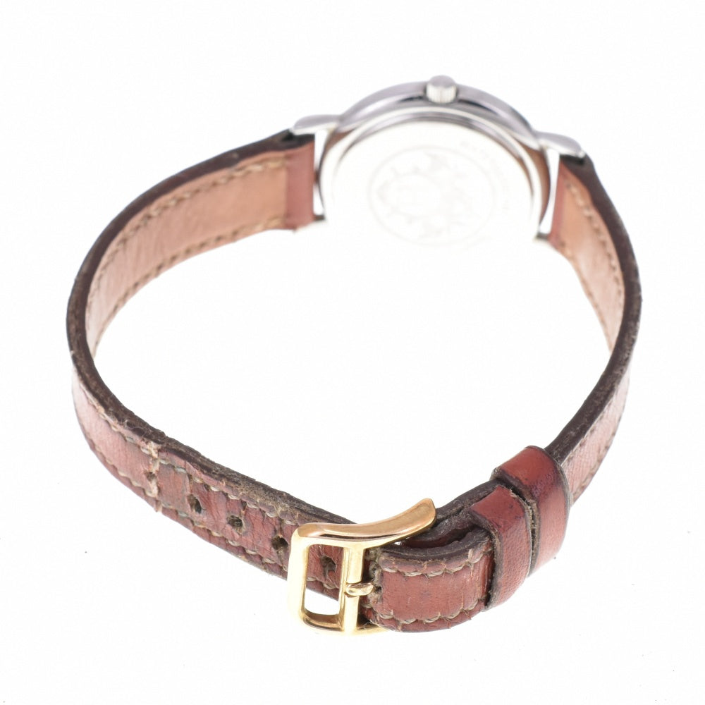 HERMES Meteor Stainless Steel Gold Plated Leather Ivory Dial Quartz Ladies
 Watch P#143467