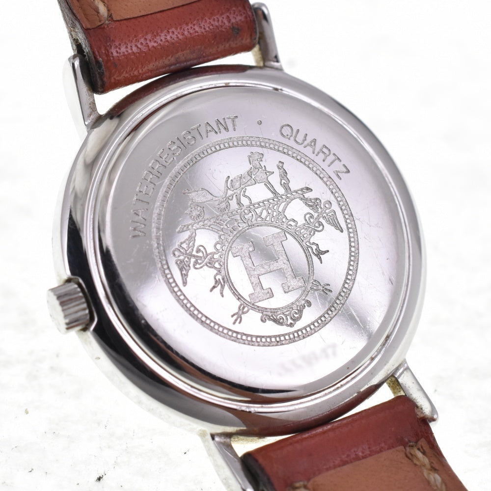 HERMES Meteor Stainless Steel Gold Plated Leather Ivory Dial Quartz Ladies
 Watch P#143467