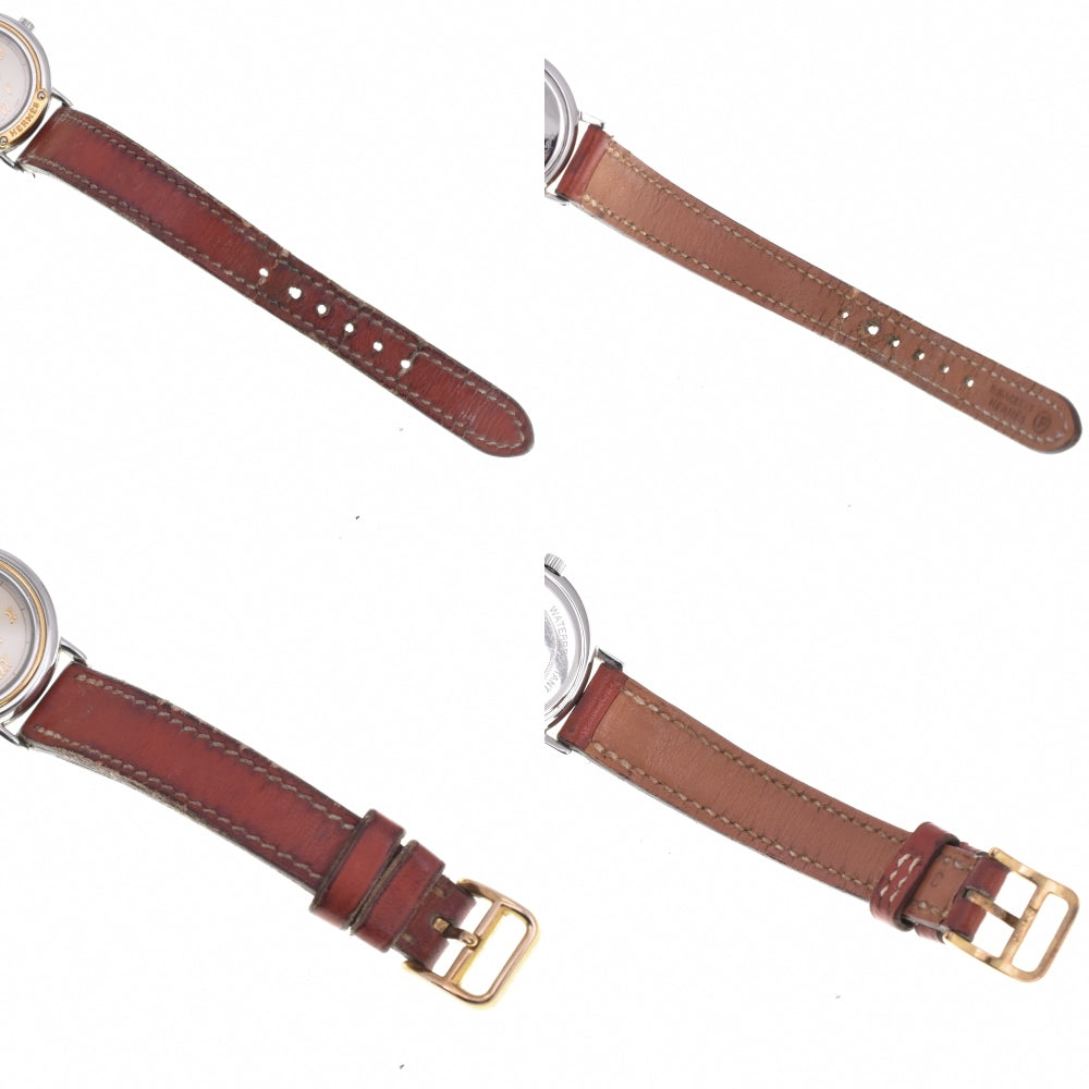 HERMES Meteor Stainless Steel Gold Plated Leather Ivory Dial Quartz Ladies
 Watch P#143467