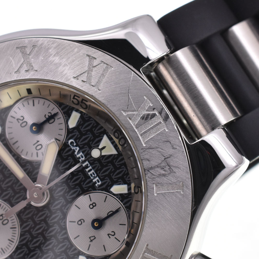 CARTIER CHRONOSCAPH21 W10125U2 Chronograph Date Black / Silver Dial Quartz Men's
 Watch Q#143470