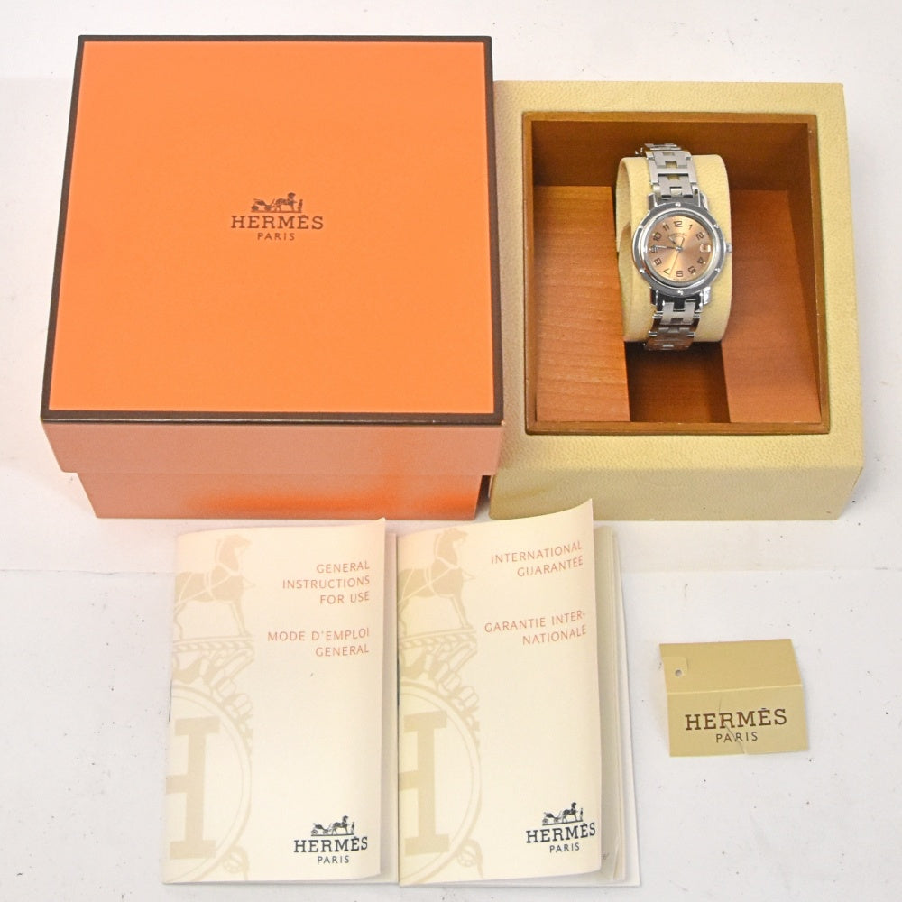 with paper HERMES Clipper CL4.210 Date D buckle Pink gold Dial Quartz Ladies
 Watch P#143472