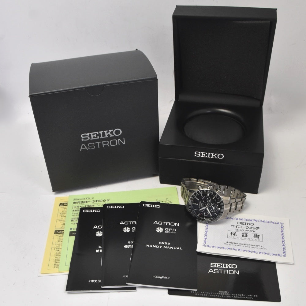 with paper SEIKO Astron SBXC003/5X53-0AB0 Titanium / ceramic black Dial GPS Solar Men's
 Watch O#143473