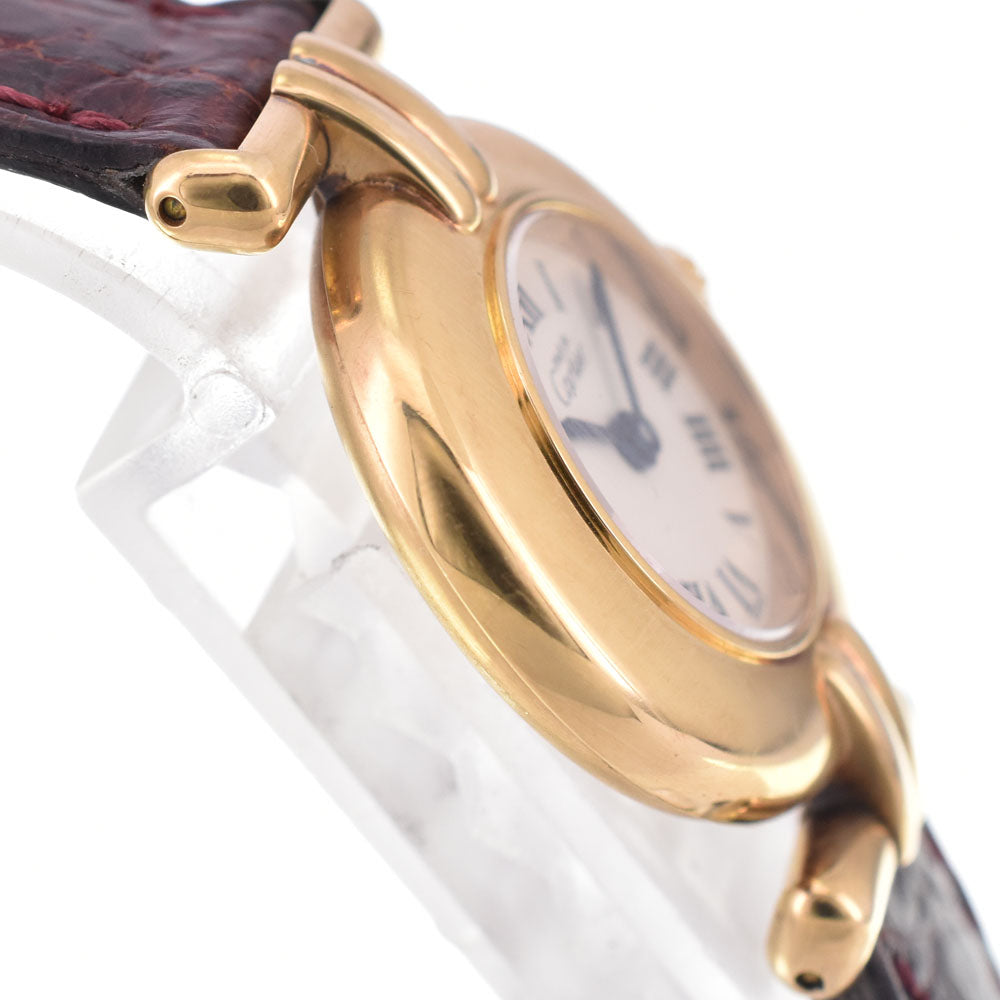 CARTIER Must Collize Vermeil 590002 SV925 (Gold Plated) / Leather Ivory Dial Quartz Ladies
 Watch P#143474