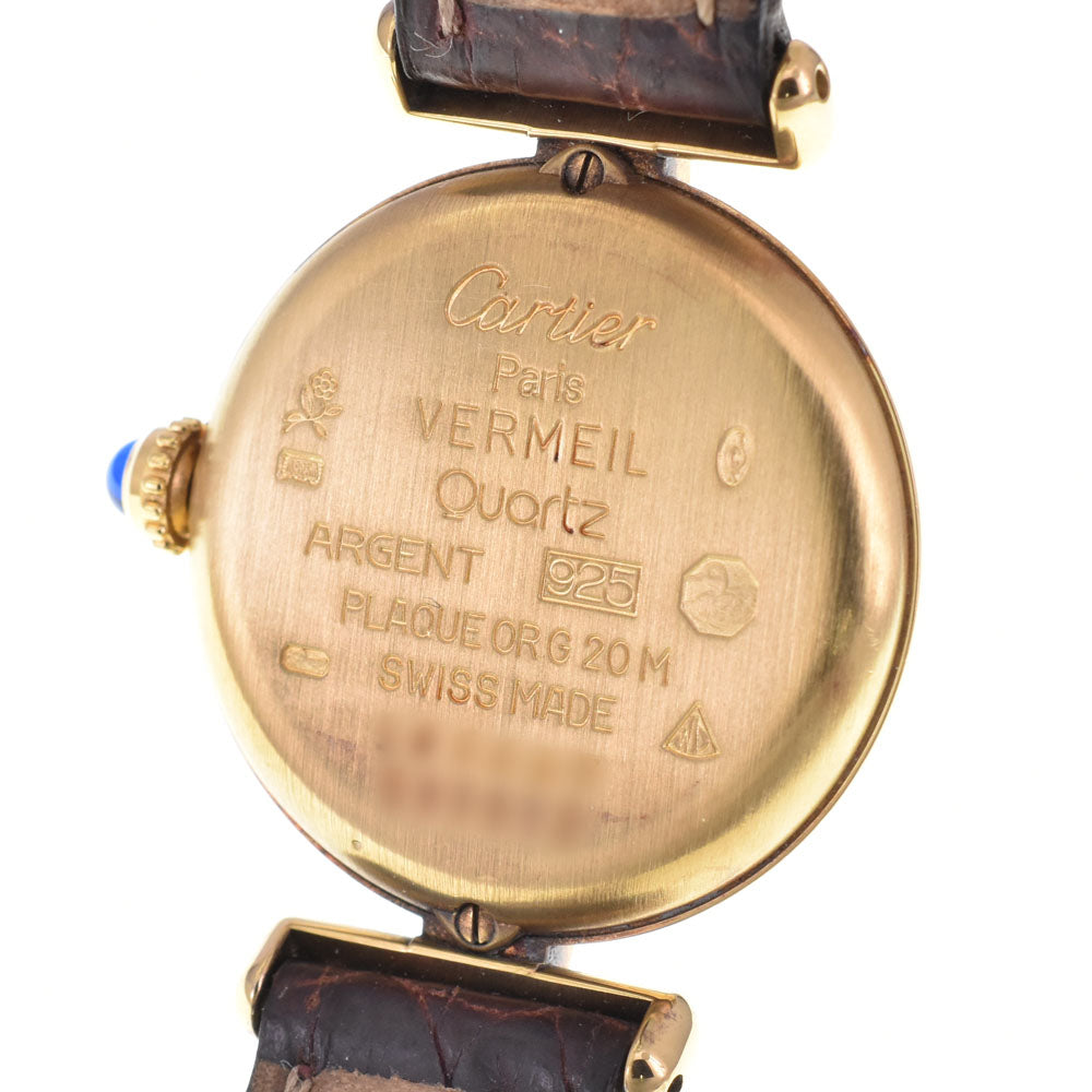 CARTIER Must Collize Vermeil 590002 SV925 (Gold Plated) / Leather Ivory Dial Quartz Ladies
 Watch P#143474