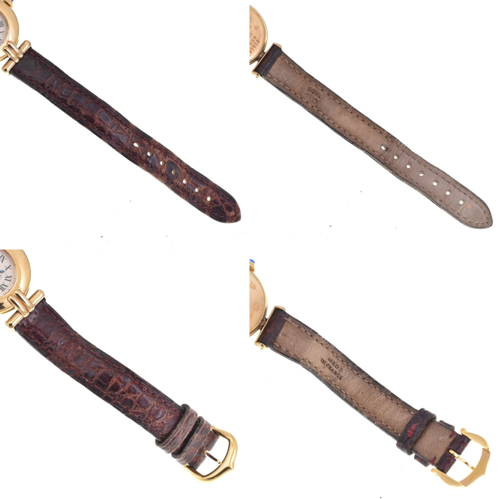 CARTIER Must Collize Vermeil 590002 SV925 (Gold Plated) / Leather Ivory Dial Quartz Ladies
 Watch P#143474