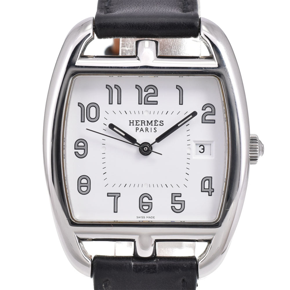 HERMES Cape Cod CT1.710 Date Stainless Steel Leather white Dial Quartz Unisex
 Watch P#143476