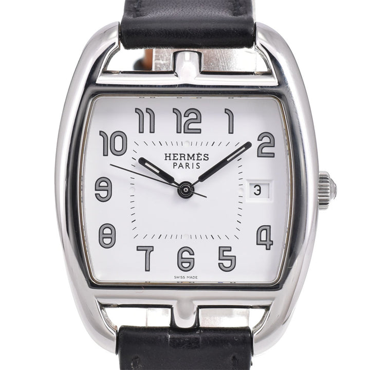 HERMES Cape Cod CT1.710 Date Stainless Steel Leather white Dial Quartz Unisex
 Watch P#143476