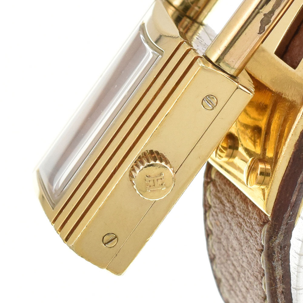 HERMES Kelly watch Gold Plated / Leather gold Dial Quartz Ladies
 Watch A#143480