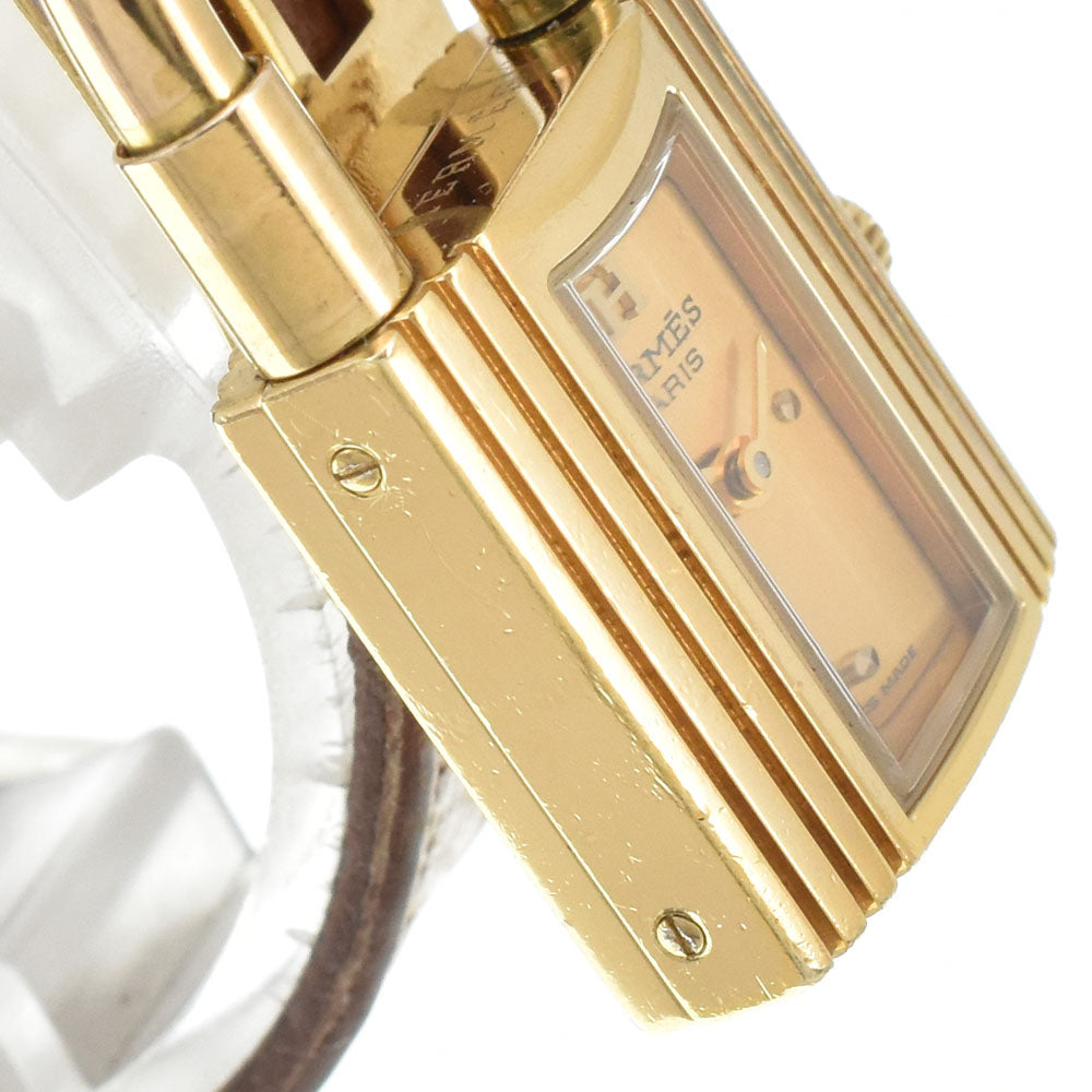 HERMES Kelly watch Gold Plated / Leather gold Dial Quartz Ladies
 Watch A#143480