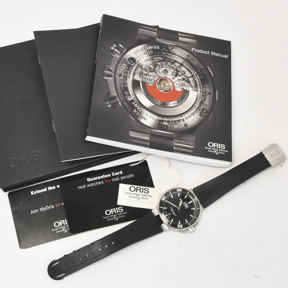with paper ORIS Aquis Date 01 733 7676 4154-07 black Dial Automatic Men's
 Watch O#143485