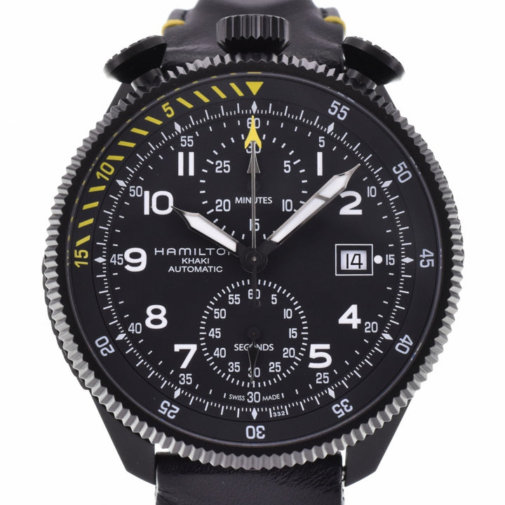 with paper HAMILTON Khaki Aviation Takeoff H767860 Chronograph Date black Dial Automatic Men's
 Watch O#143486