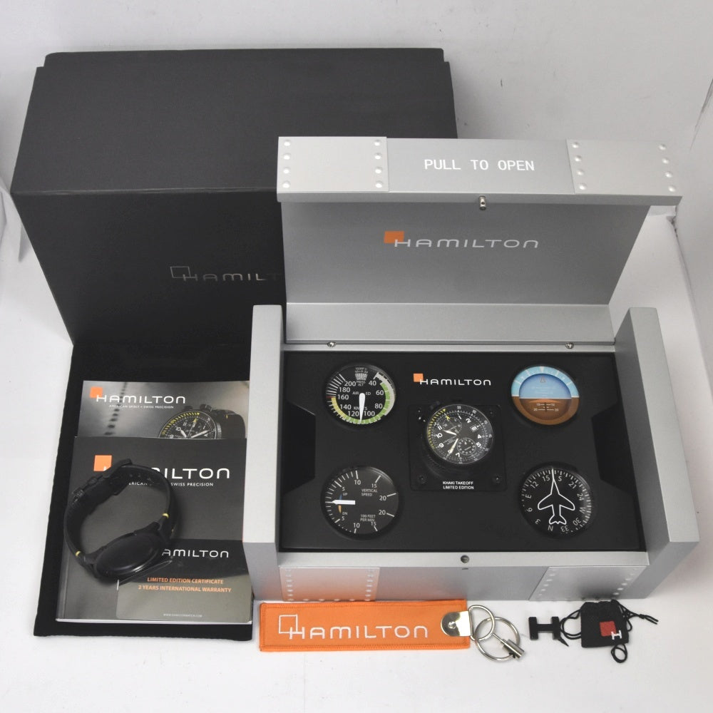 with paper HAMILTON Khaki Aviation Takeoff H767860 Chronograph Date black Dial Automatic Men's
 Watch O#143486