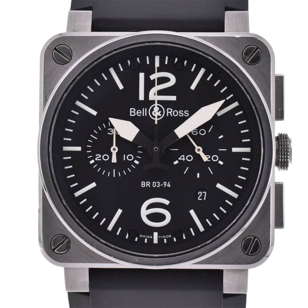 with paper Bell＆Ross BR03-94-S BR0394-BL-ST Chronograph Date black Dial Automatic Men's
 Watch Q#143521