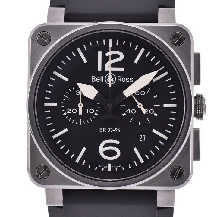 with paper Bell＆Ross BR03-94-S BR0394-BL-ST Chronograph Date black Dial Automatic Men's
 Watch Q#143521