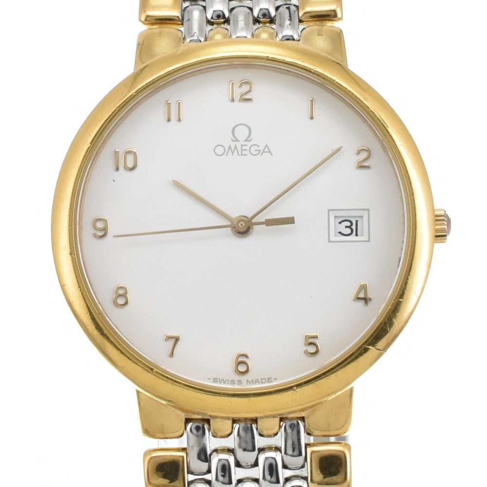 OMEGA De Ville 3961012 Date Gold Plated / Stainless Steel white Dial Quartz Men's
 Watch O#143524