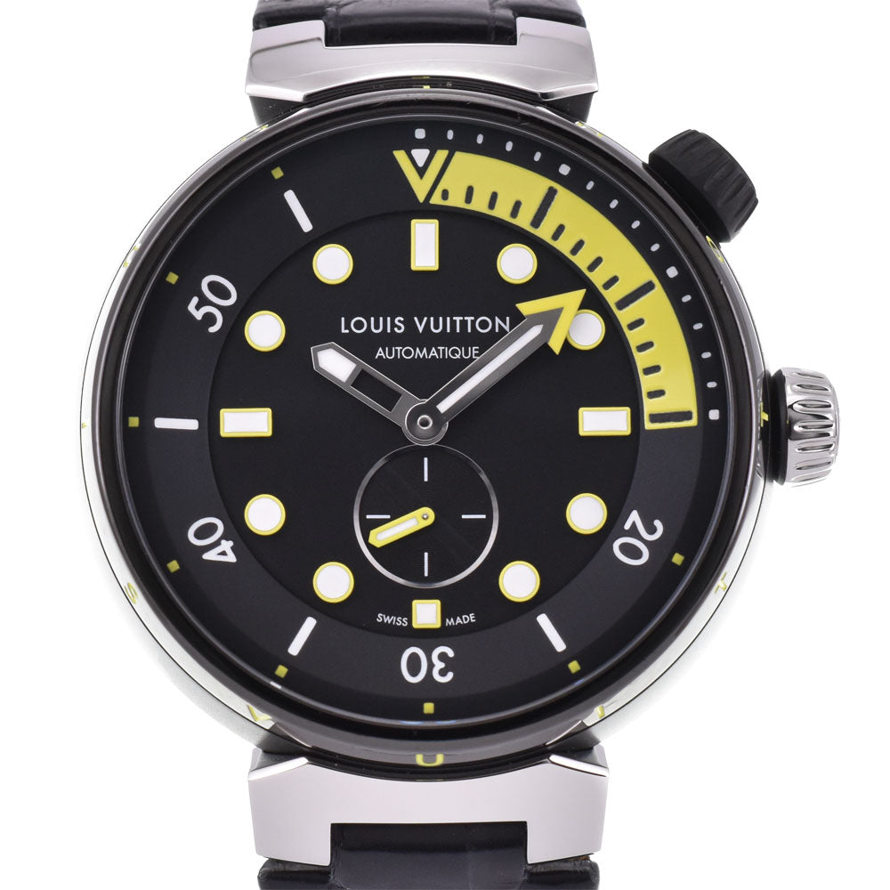 with paper LOUIS VUITTON Tambour Street Diver QA122 Inner bezel Small second Black / yellow Dial Automatic Men's
 Watch O#143534