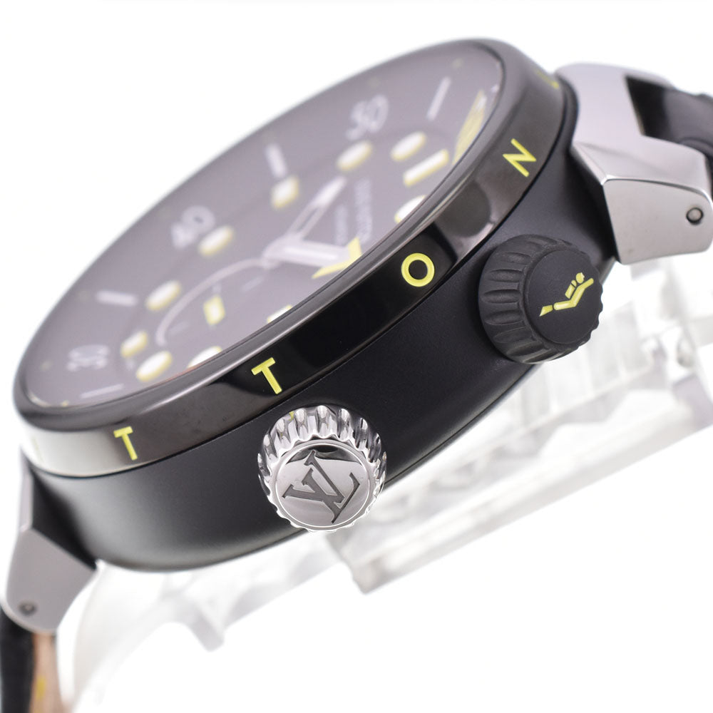 with paper LOUIS VUITTON Tambour Street Diver QA122 Inner bezel Small second Black / yellow Dial Automatic Men's
 Watch O#143534