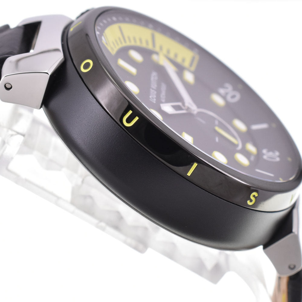 with paper LOUIS VUITTON Tambour Street Diver QA122 Inner bezel Small second Black / yellow Dial Automatic Men's
 Watch O#143534