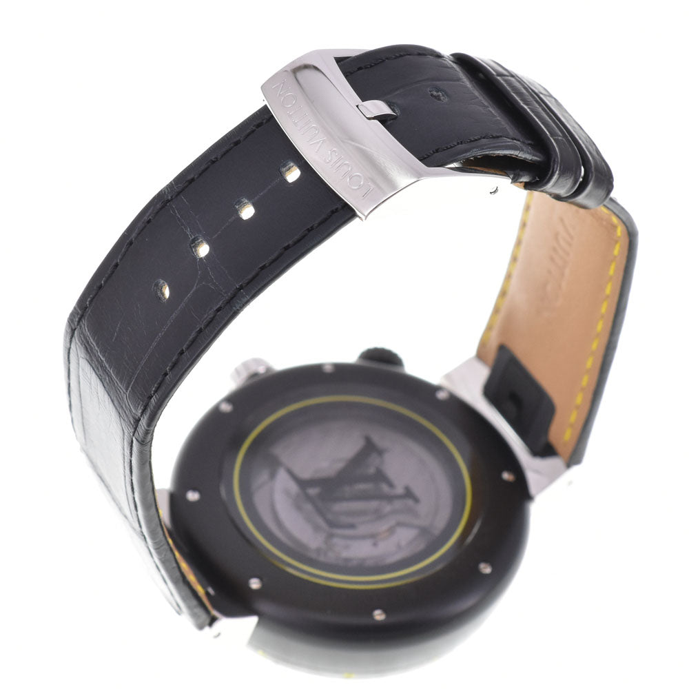 with paper LOUIS VUITTON Tambour Street Diver QA122 Inner bezel Small second Black / yellow Dial Automatic Men's
 Watch O#143534