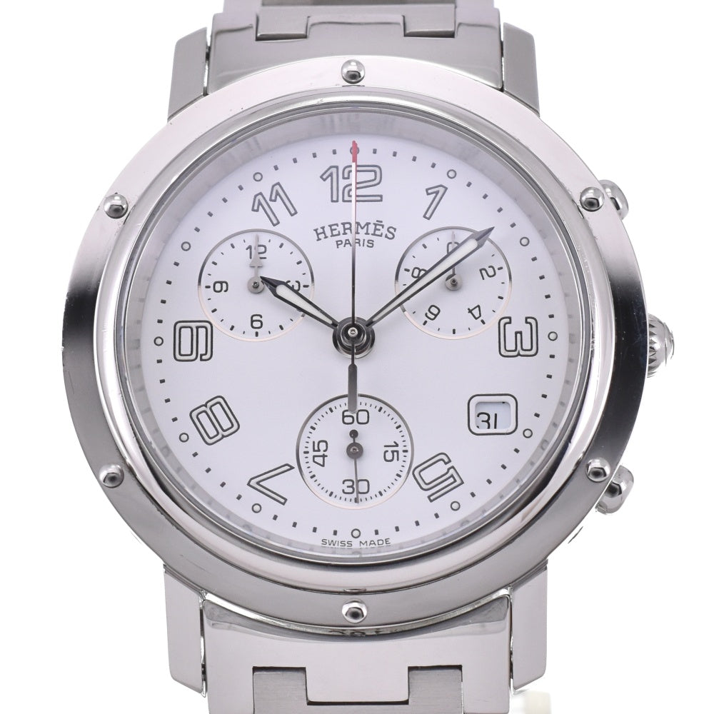 with paper HERMES Clipper CL1.910 Chronograph Date D-buckle white Dial Quartz Men's
 Watch P#143560