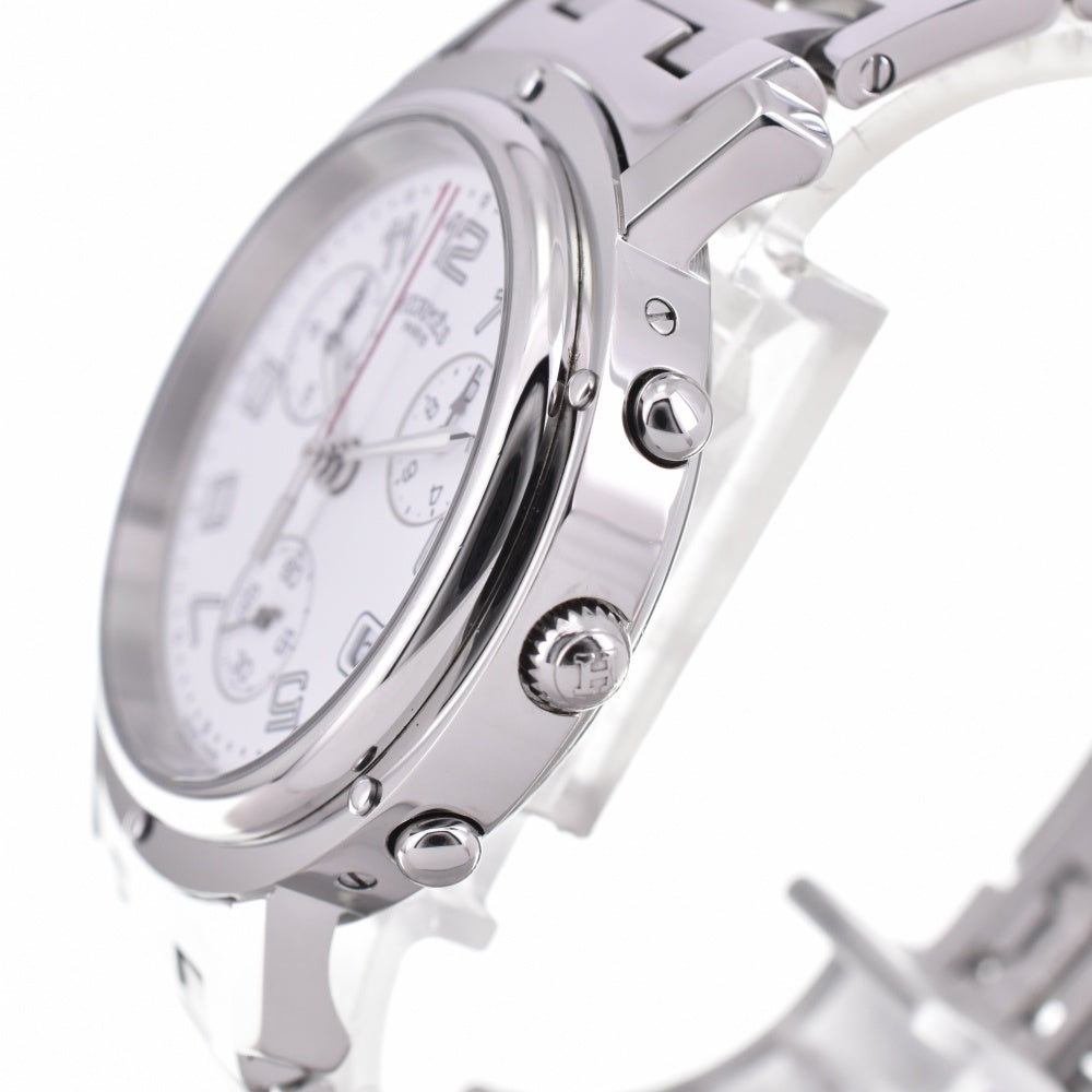 with paper HERMES Clipper CL1.910 Chronograph Date D-buckle white Dial Quartz Men's
 Watch P#143560