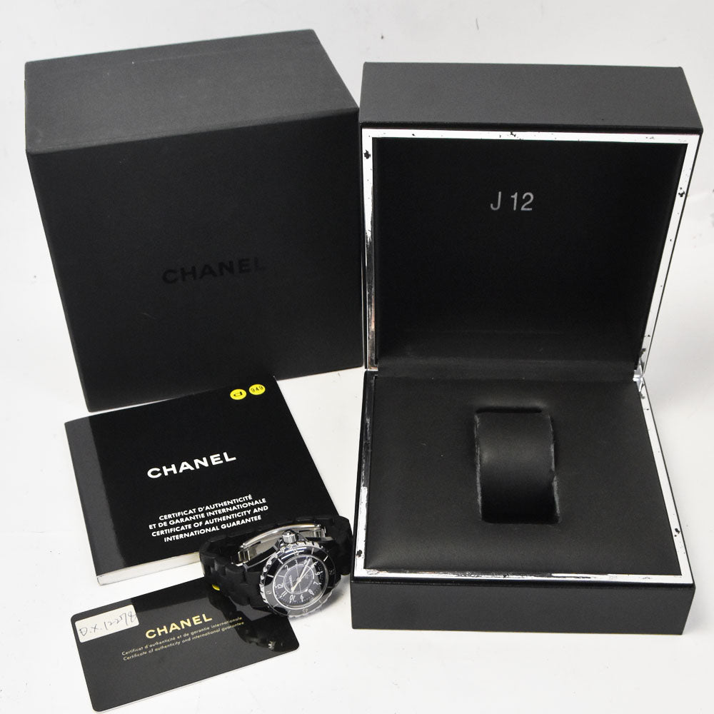 with paper CHANEL J12 H0681 Ceramic / rubber black Dial Quartz Ladies
 Watch P#143567