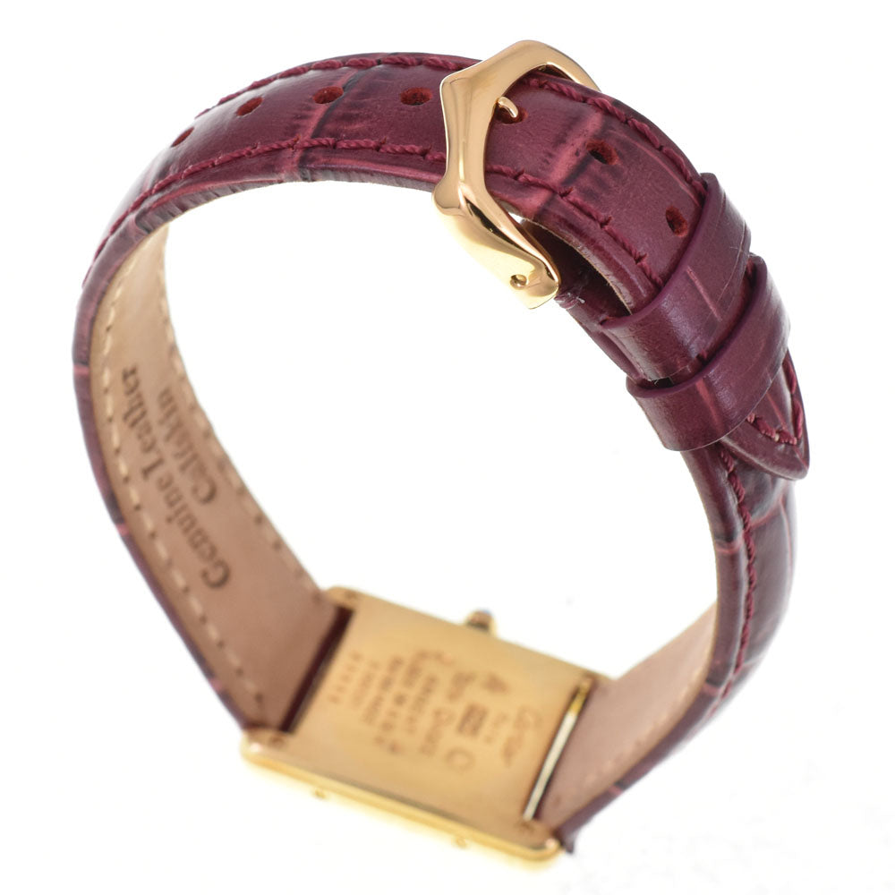 CARTIER Must tank Vermeille 366001 SV925 (Gold Plated) / Leather Bordeaux / Gold Dial Quartz Ladies
 Watch R#143587