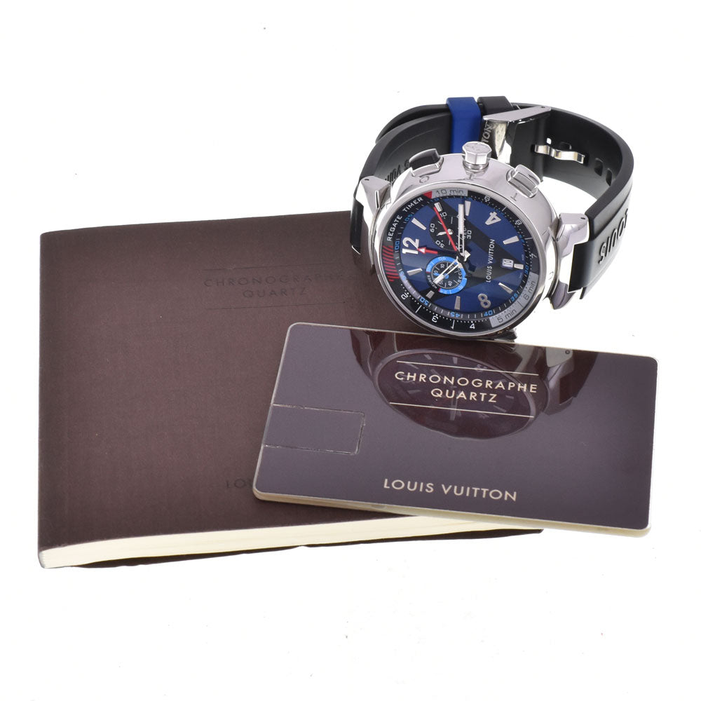 LOUIS VUITTON Tambour Regatta Q102D Chronograph Date Alarm blue Dial Quartz Men's
 Watch Q#143599