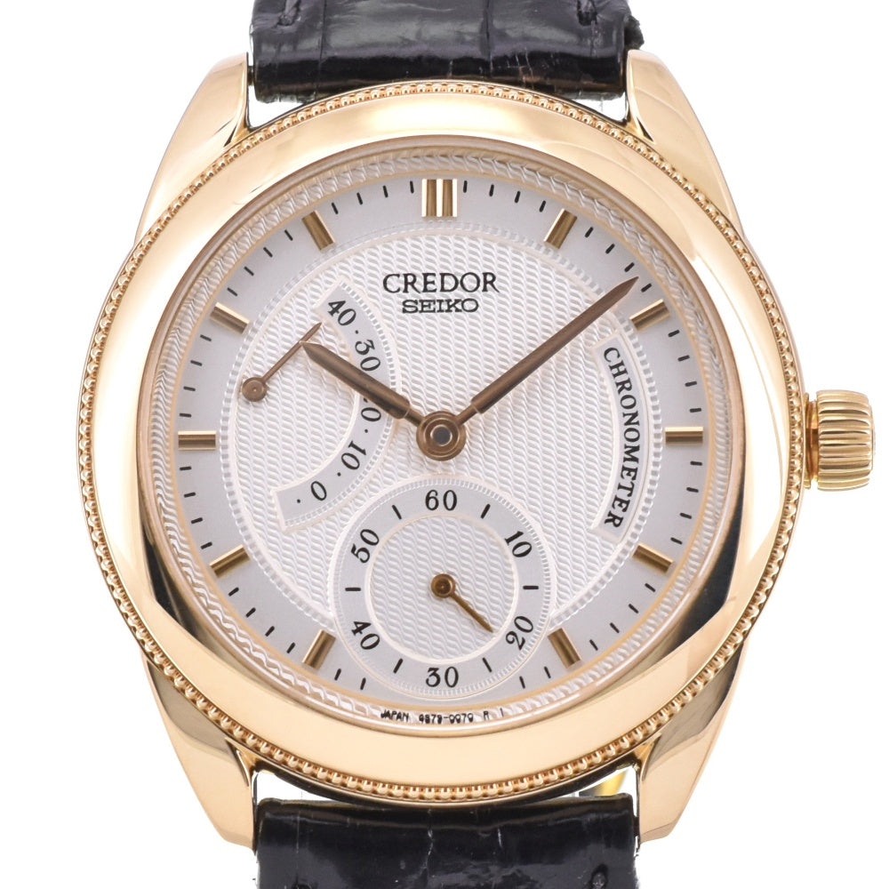 SEIKO CREDOR GBAY992 Power Reserve Small second K18YG/Leather Silver Dial Hand Winding Men's
 Watch P#143606