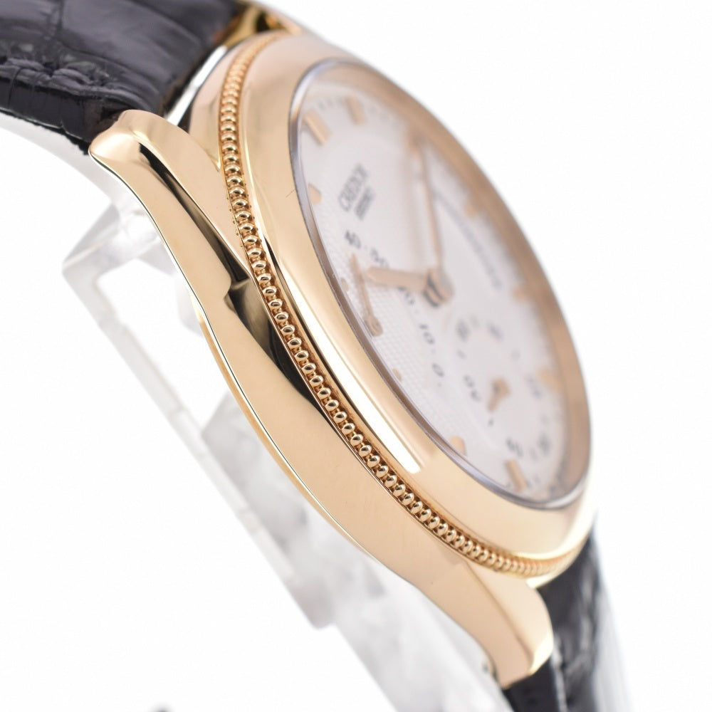 SEIKO CREDOR GBAY992 Power Reserve Small second K18YG/Leather Silver Dial Hand Winding Men's
 Watch P#143606