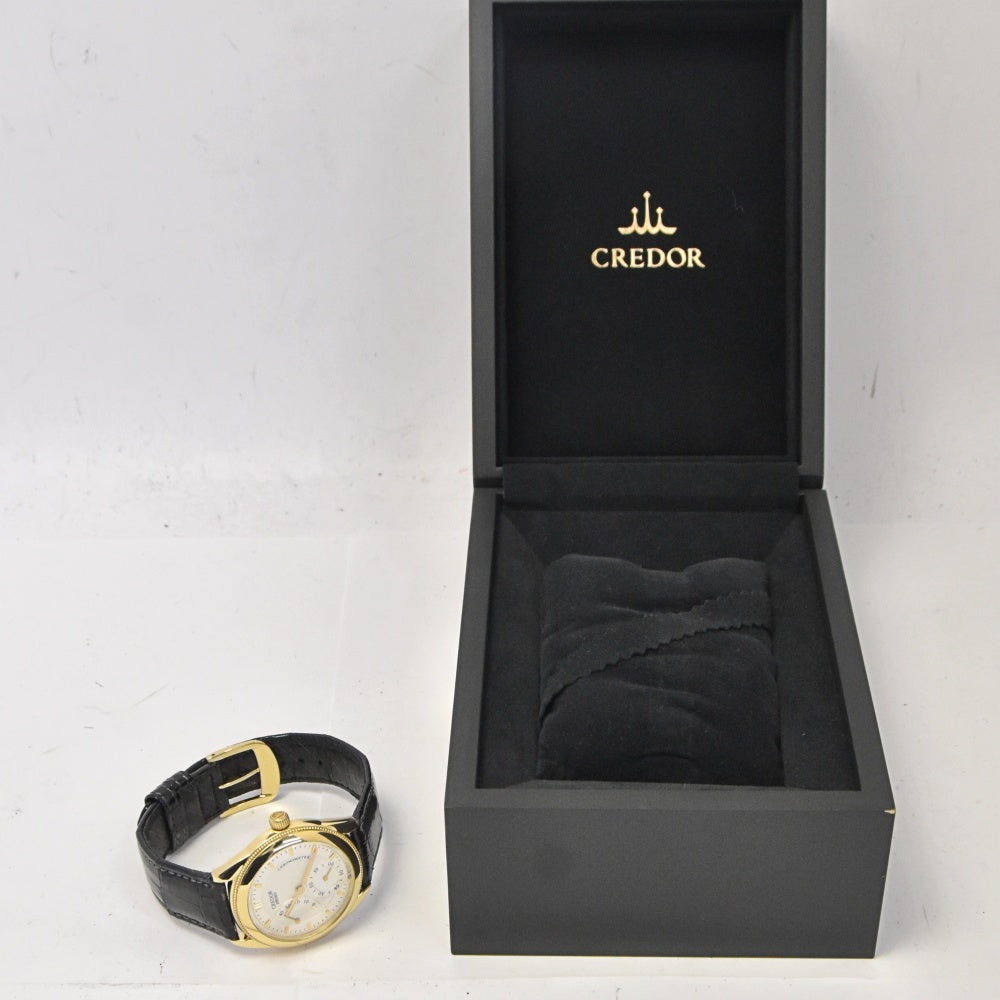 SEIKO CREDOR GBAY992 Power Reserve Small second K18YG/Leather Silver Dial Hand Winding Men's
 Watch P#143606