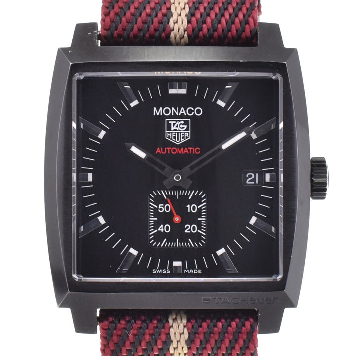with paper TAG HEUER Monaco WW2119.FC6338 Small second date black Dial Automatic Men's
 Watch P#143607