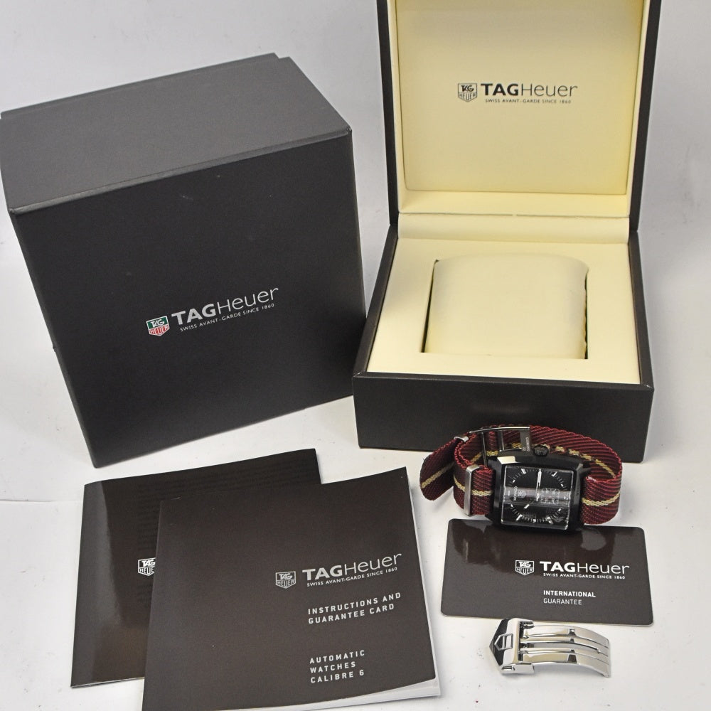 with paper TAG HEUER Monaco WW2119.FC6338 Small second date black Dial Automatic Men's
 Watch P#143607