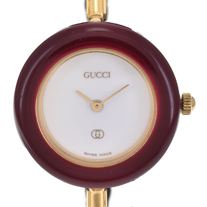 GUCCI Change bezel 1100L Gold Plated white Dial Quartz Ladies
 Watch A#143623