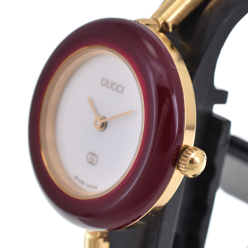 GUCCI Change bezel 1100L Gold Plated white Dial Quartz Ladies
 Watch A#143623