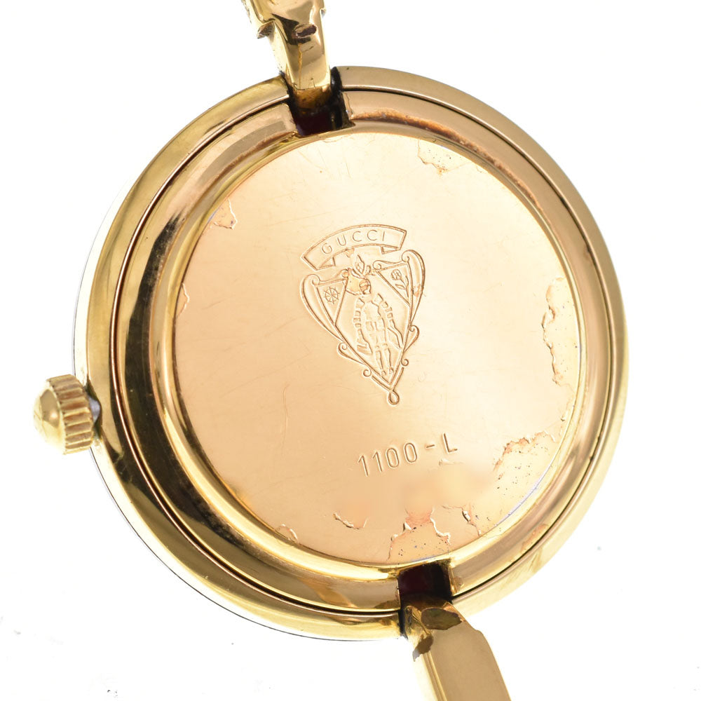 GUCCI Change bezel 1100L Gold Plated white Dial Quartz Ladies
 Watch A#143623