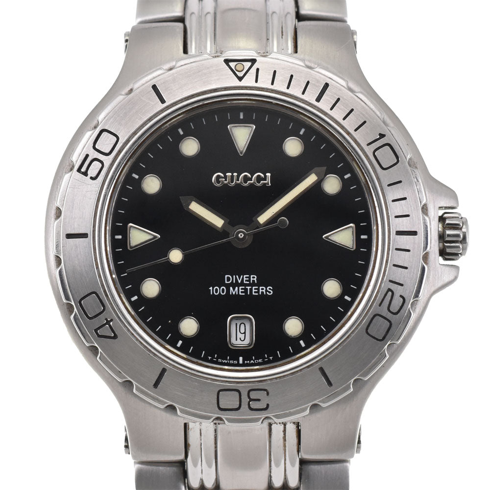 GUCCI DIVER 100m 9750M Date black Dial Quartz Men's
 Watch R#143626