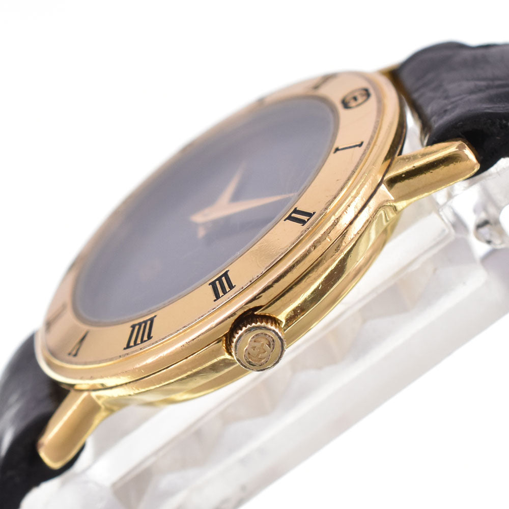 GUCCI 3000L Gold Plated / Leather black Dial Quartz Ladies
 Watch R#143628