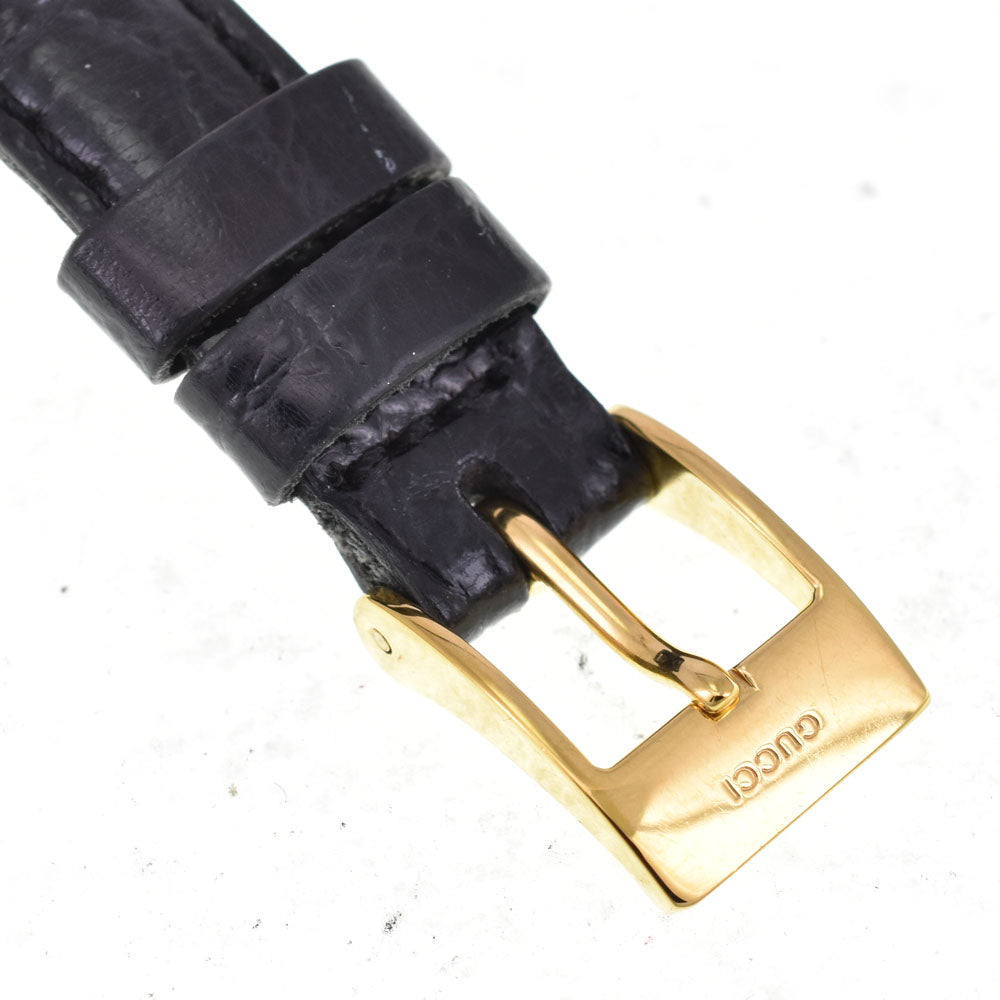 GUCCI 3000L Gold Plated / Leather black Dial Quartz Ladies
 Watch R#143628