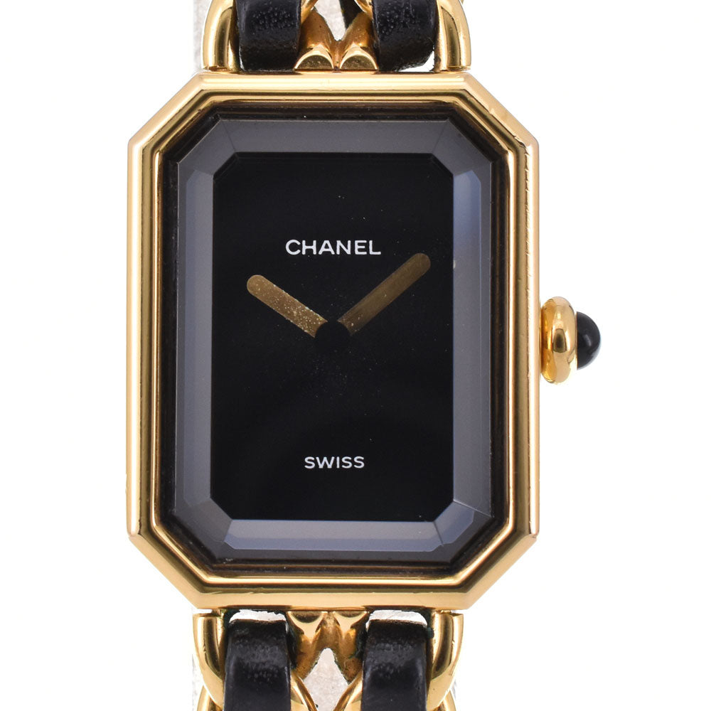 with paper CHANEL Premiere L H0001 Gold Plated / Leather black Dial Quartz Ladies
 Watch R#143635