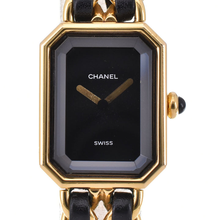 with paper CHANEL Premiere L H0001 Gold Plated / Leather black Dial Quartz Ladies
 Watch R#143635