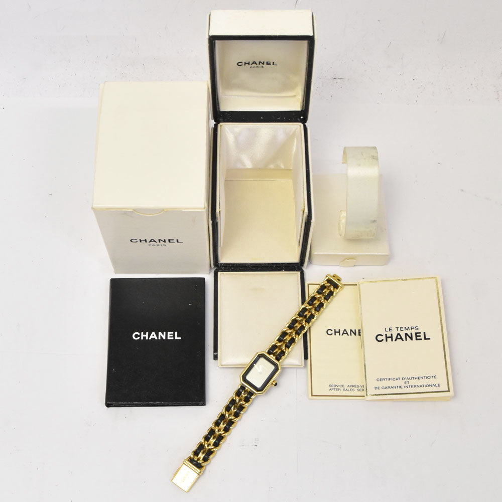 with paper CHANEL Premiere L H0001 Gold Plated / Leather black Dial Quartz Ladies
 Watch R#143635