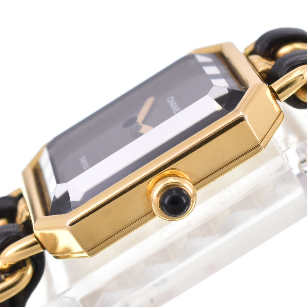with paper CHANEL Premiere L H0001 Gold Plated / Leather black Dial Quartz Ladies
 Watch R#143635