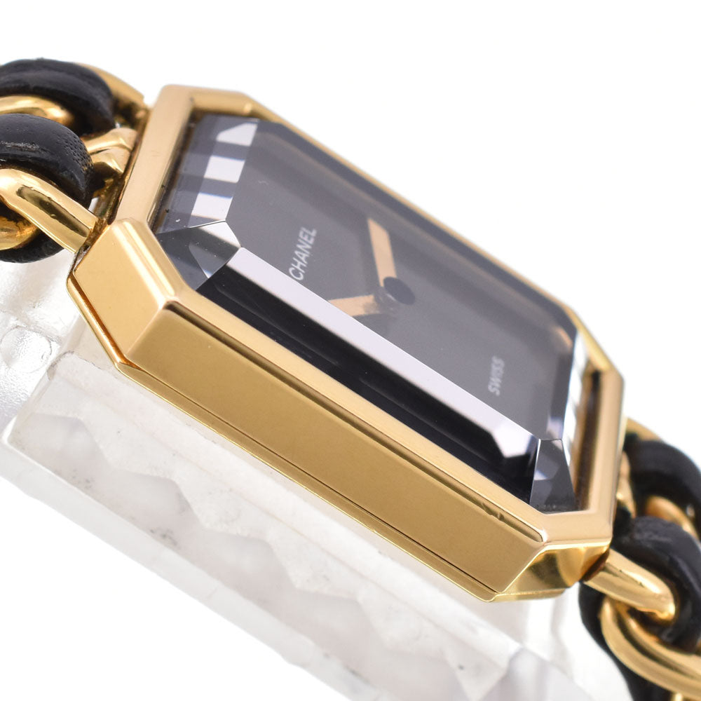 with paper CHANEL Premiere L H0001 Gold Plated / Leather black Dial Quartz Ladies
 Watch R#143635