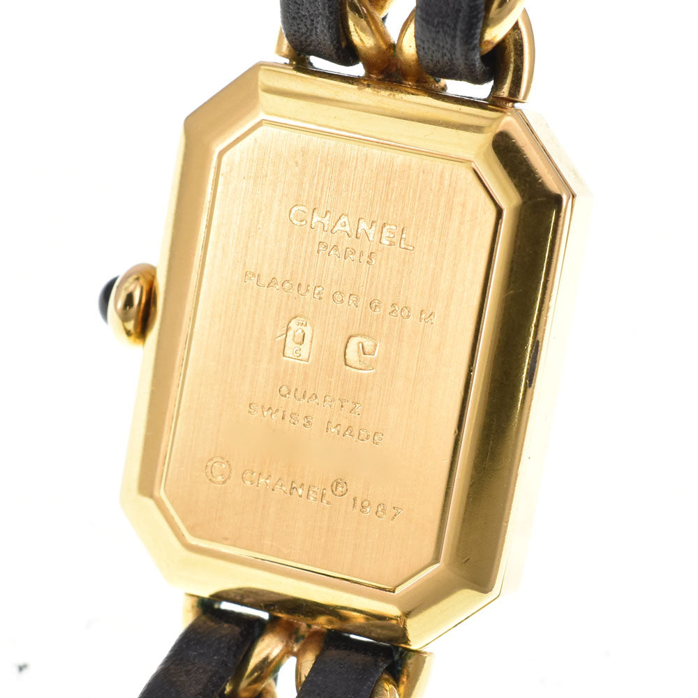 with paper CHANEL Premiere L H0001 Gold Plated / Leather black Dial Quartz Ladies
 Watch R#143635