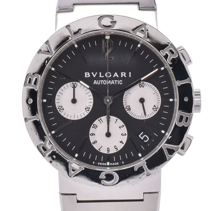 with paper BVLGARI Bulgari Bulgari BB38SSCH Chronograph Date Black / Silver Dial Automatic Men's
 Watch P#143636