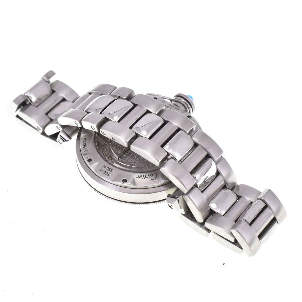 with paper CARTIER Pasha 1.5" Convex Grid W31059H3 Date see-through back Silver Dial Automatic Men's
 Watch Q#143641