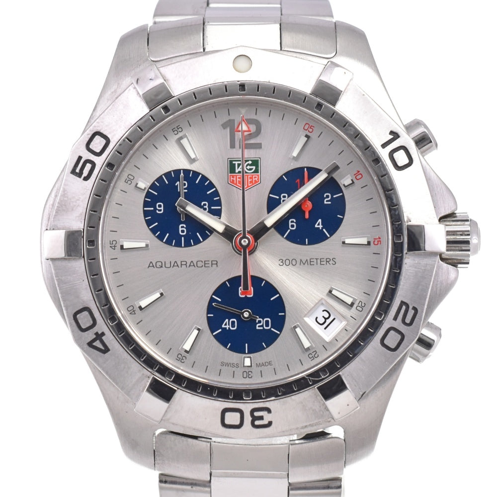 TAG HEUER Aqua racer CAF1111 Chronograph Date Silver / navy Dial Quartz Men's
 Watch O#143646